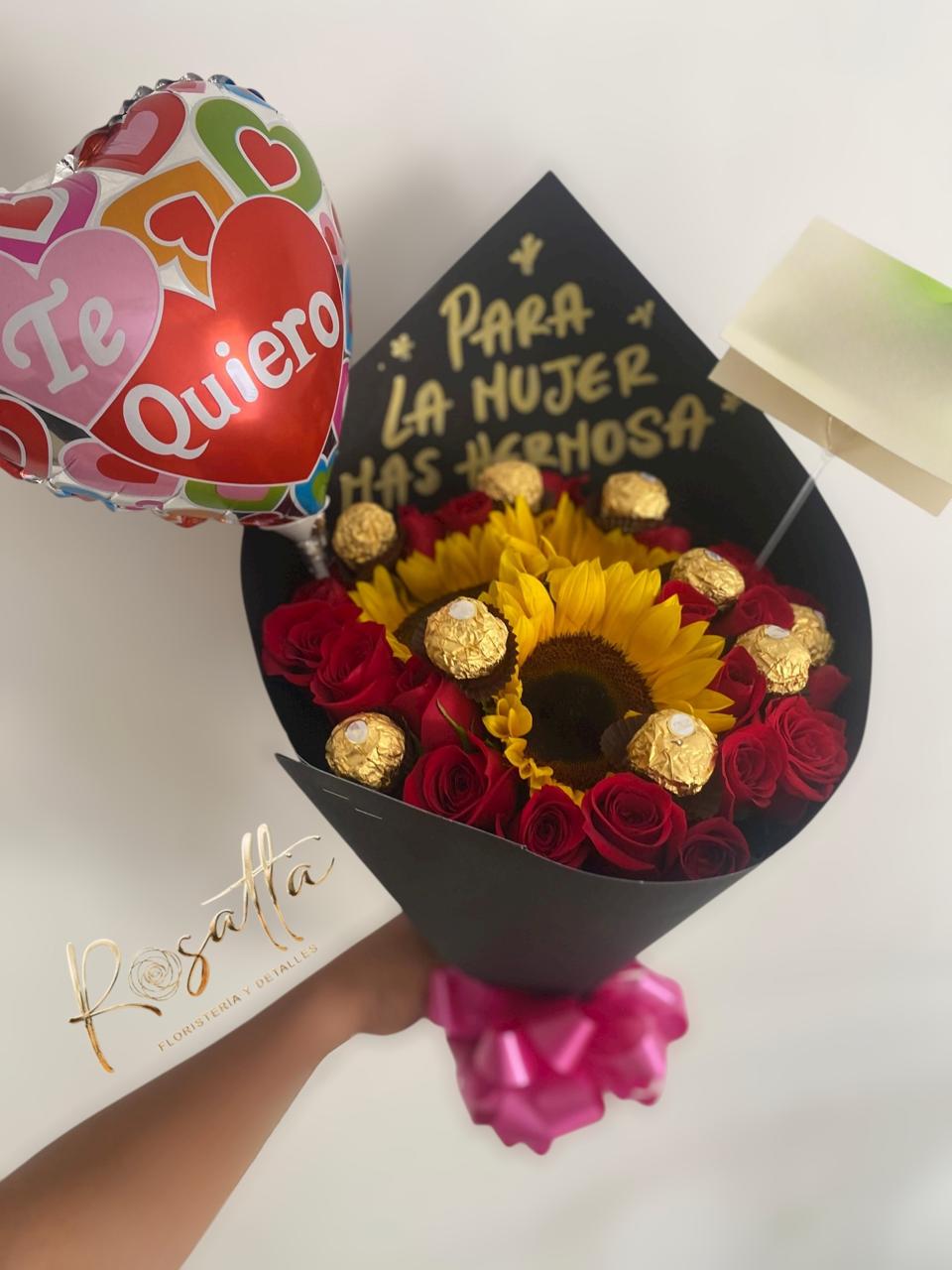 .Bouquet Rosas y Girasol #049