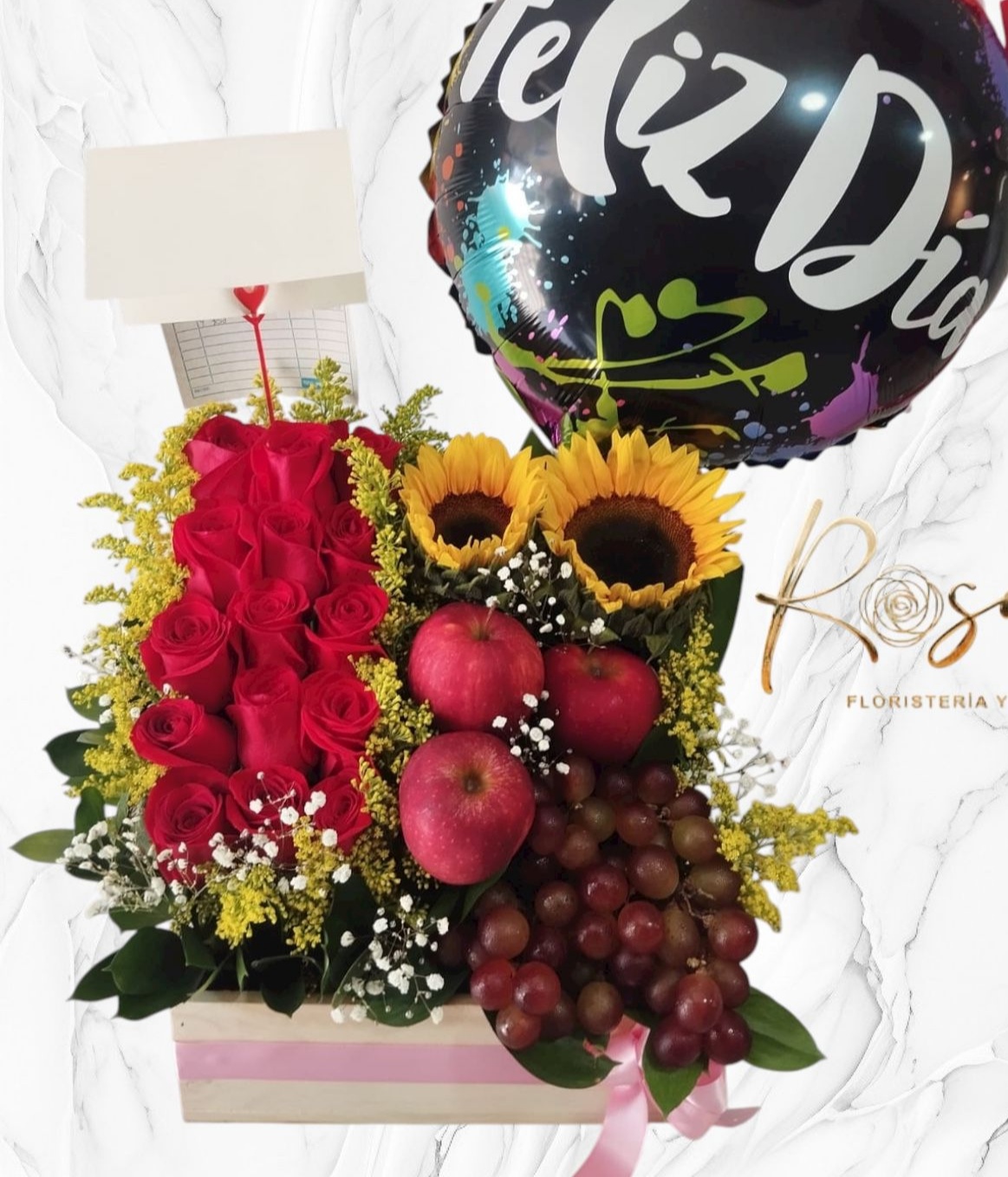 .Arreglo Rosas Bandeja Frutal#043