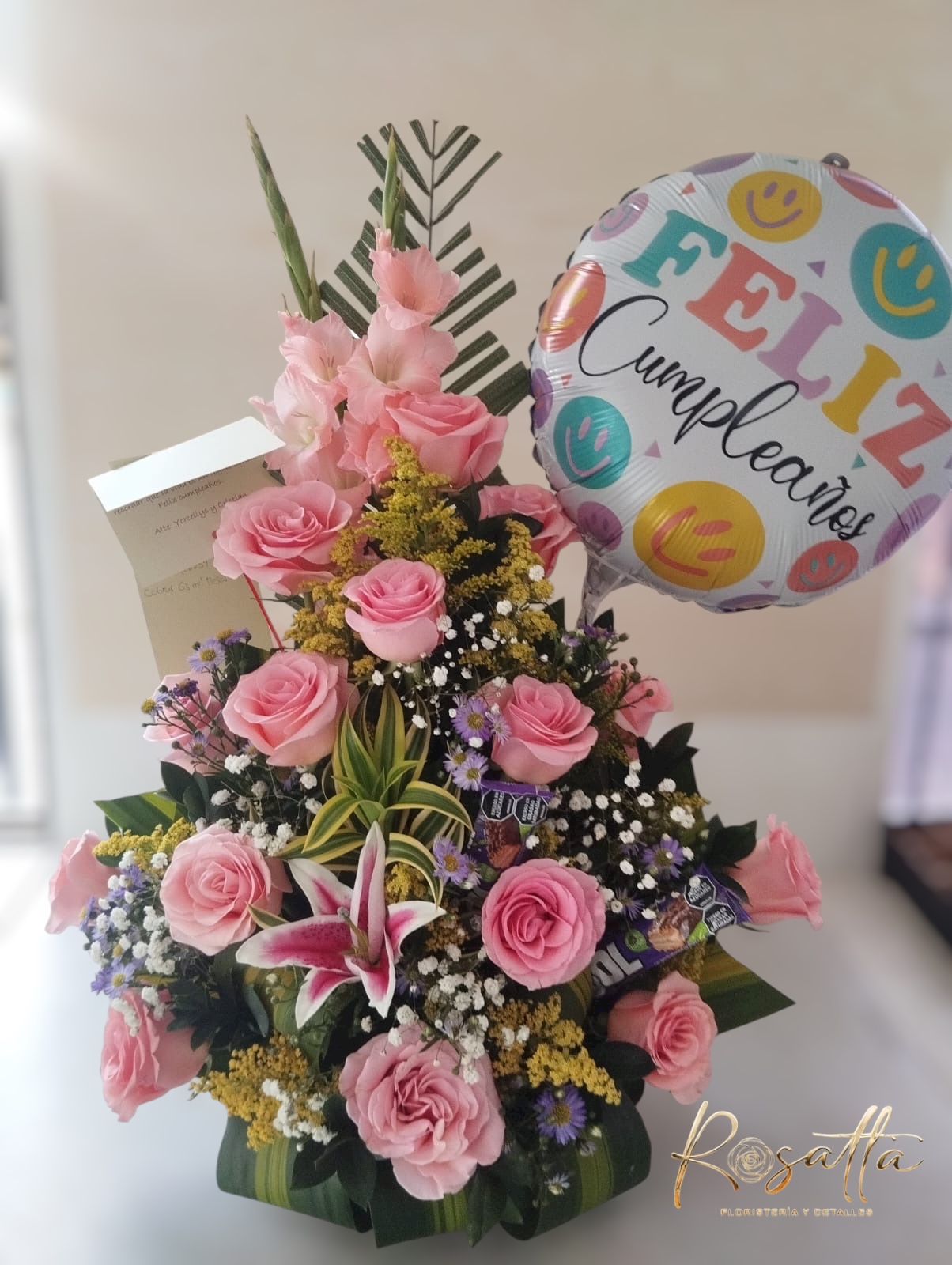 .Arreglo floral rosado #013
