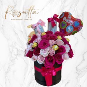 Caja floral tonos rosa #019