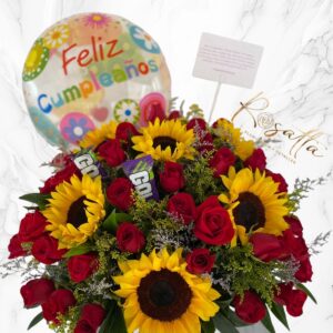 Caja rosas y girasoles #022