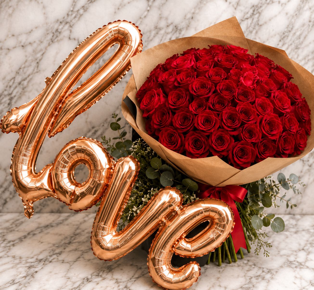 bouquet de lujo con love para tu aniversario en cartagena
